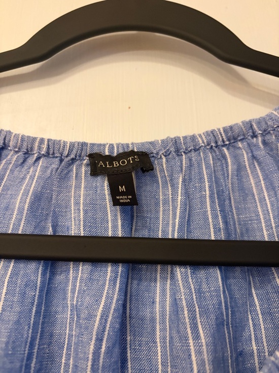 Talbots Blue and White Striped Button-Down Peasant Top - Picture 2 of 3